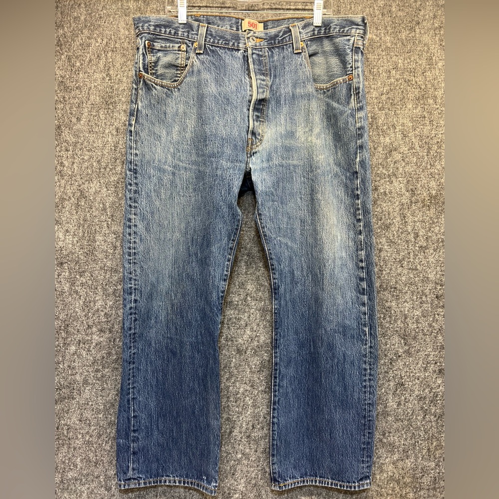Levi's 501 XX Button Fly Blue Denim Jeans  39x29 Med Wash Cotton Straight Leg